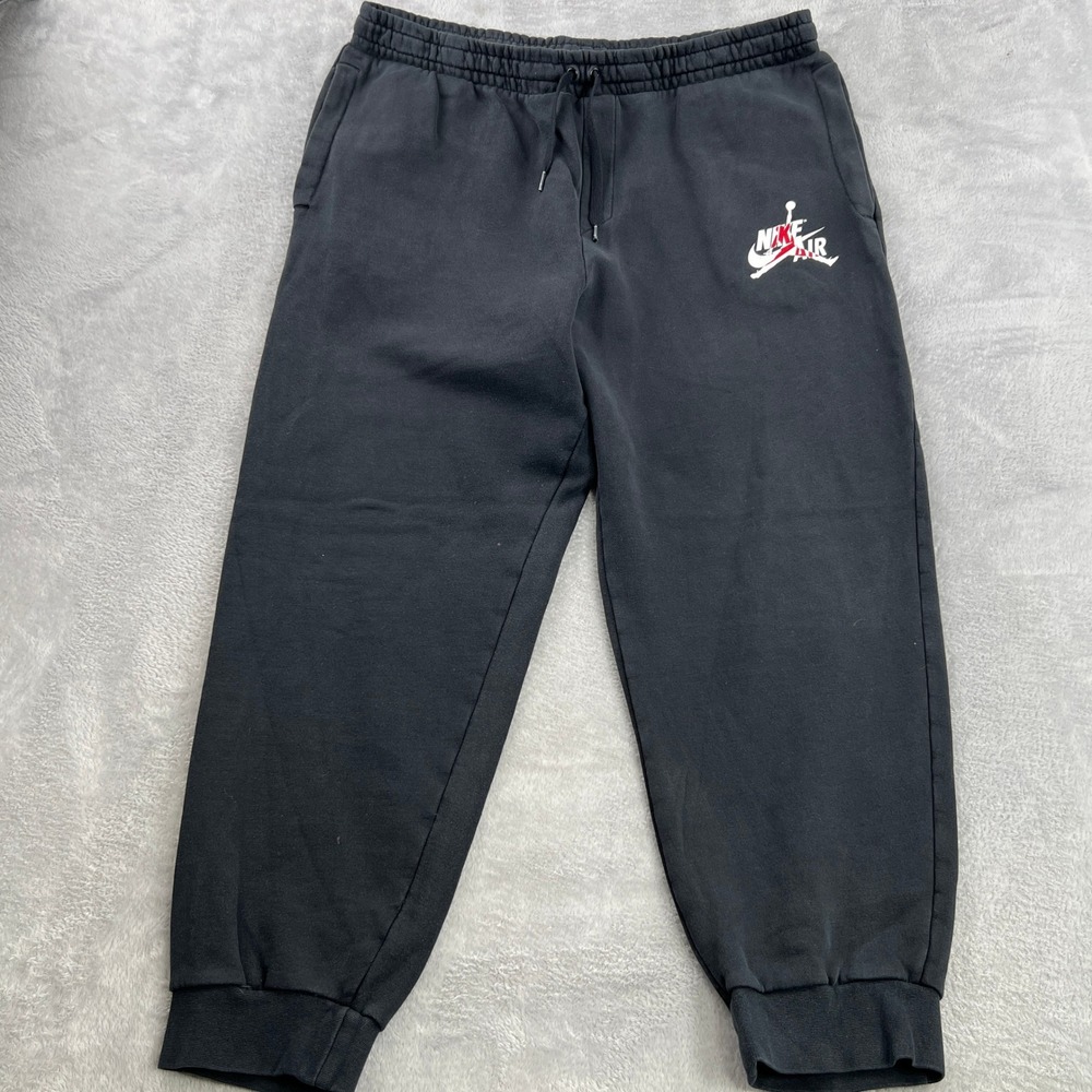 Jordan Nike Air Logo Fleece Sweatpants 2XL Black Men Athletic Streetwear Joggers